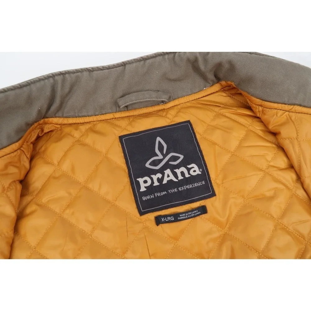 Prana Trembly‎ Vest Men's XL Brown Quilted Canvas Lined Outdoors Work Hike